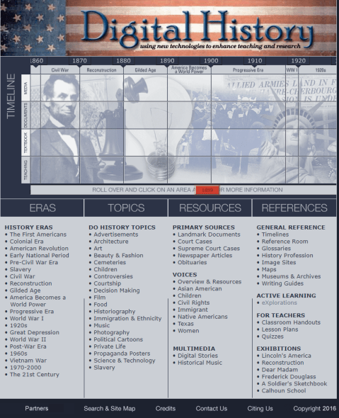 Digital History Home Page Shot